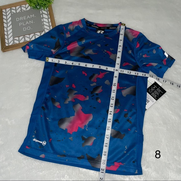 Russell Boys Printed T-shirt Dripower 360 moisture wicking reflective size 8 - Picture 9 of 10